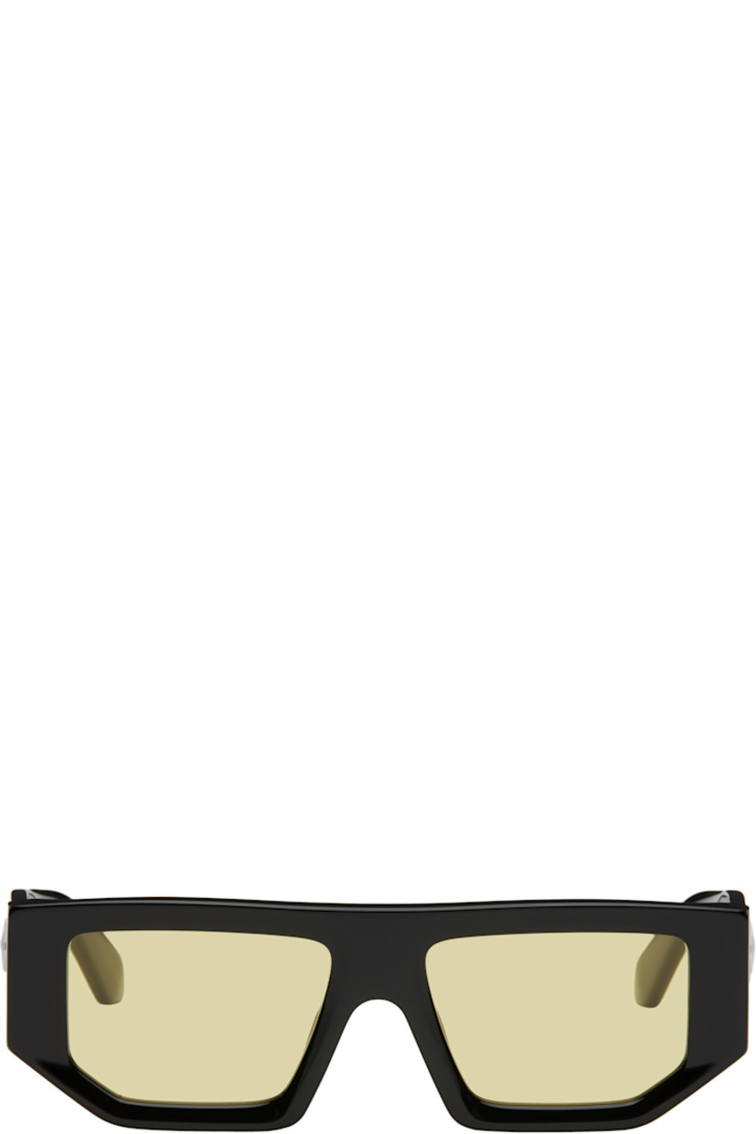 Rectangular acetate-frame sunglasses in black.

· Yellow lenses, category 1
· Integrated nose pads
· Logo hardware at temples
· Includes pouch
· Size: 53.17 145

Supplier color: Black/Yellow