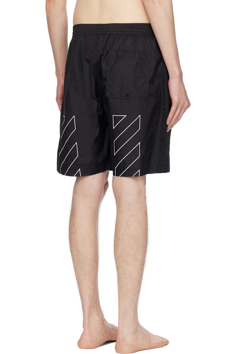 Nylon taffeta swim shorts.

· Concealed drawstring at elasticized waistband
· Three-pocket styling
· Logo printed at front
· Vented outseams
· Logo graphic printed at back
· Partial mesh lining

Supplier color: Black/White