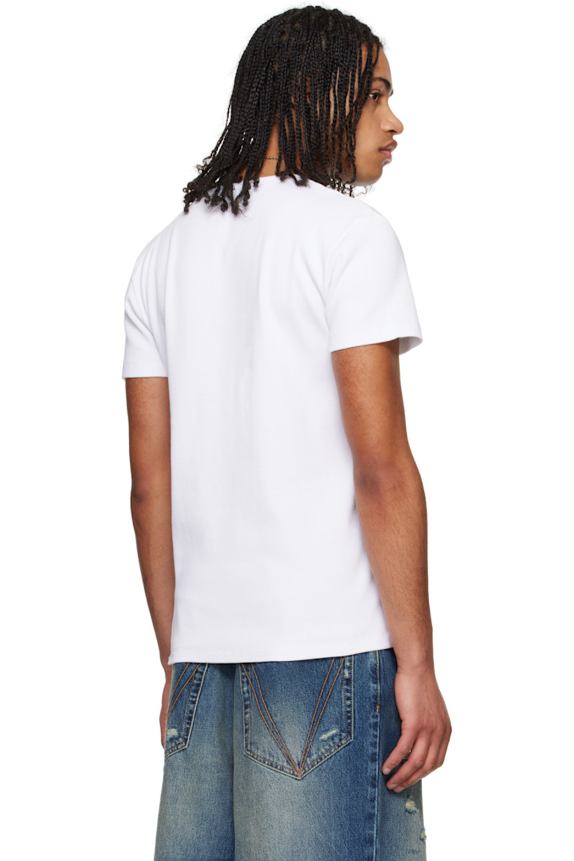 Stretch cotton ribbed jersey T-shirt.

· Rib-knit crewneck
· Logo printed at front

Supplier color: White/Black