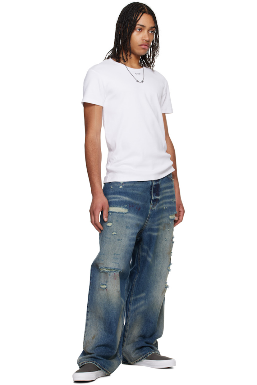 Stretch cotton ribbed jersey T-shirt.

· Rib-knit crewneck
· Logo printed at front

Supplier color: White/Black