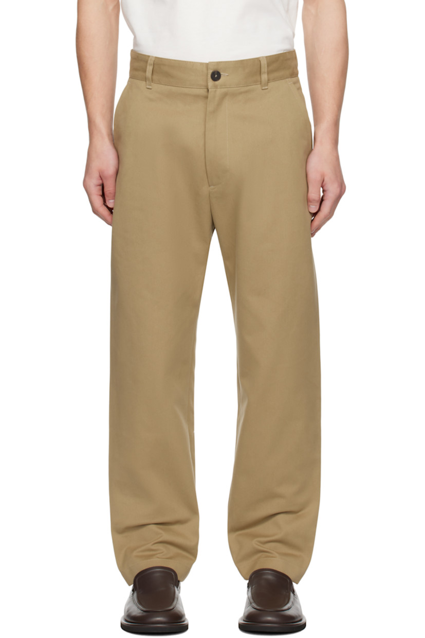 Straight-leg peached cotton twill trousers.

· High-rise
· Belt loops
· Four-pocket styling
· Zip-fly

Supplier color: Tan
