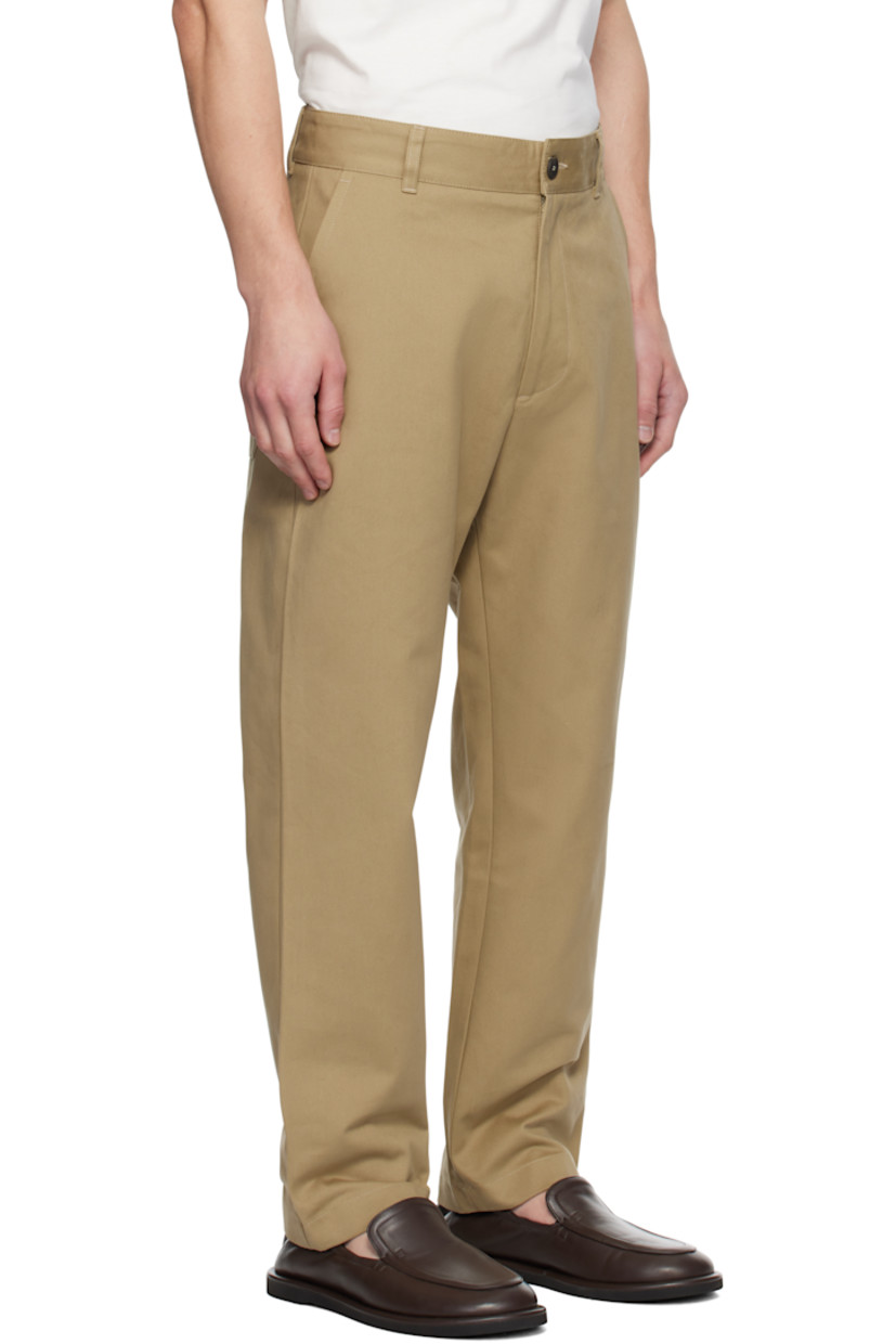 Straight-leg peached cotton twill trousers.

· High-rise
· Belt loops
· Four-pocket styling
· Zip-fly

Supplier color: Tan