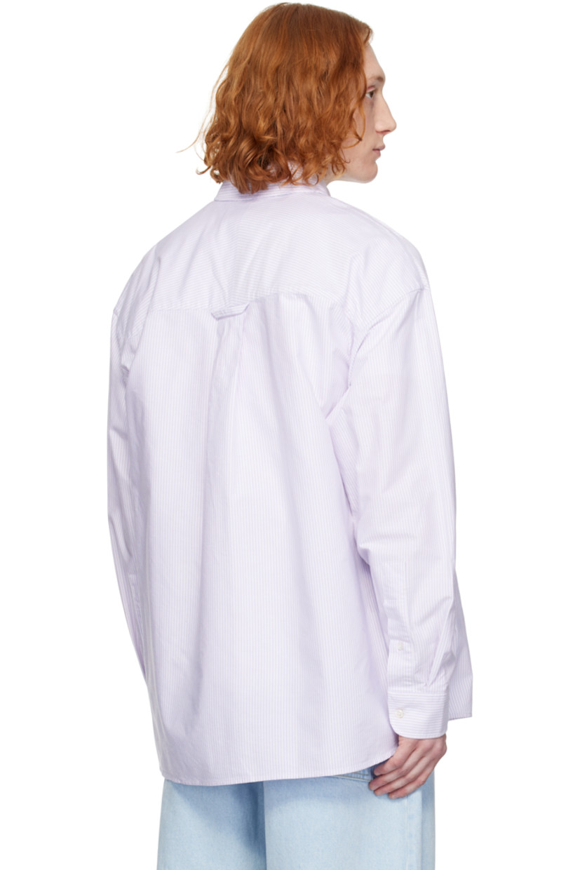 Oversized cotton oxford cloth shirt. Stripes throughout.

· Button-down spread collar
· Button closure
· Logo embroidered at front
· Shirttail hem
· Dropped shoulders
· Pleat at single-button barrel cuffs
· Locker loop and box pleat at back yoke

Supplier color: Lilac stripe