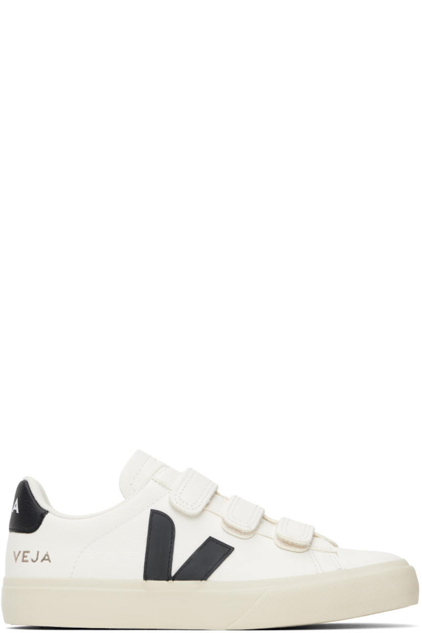 Low-top ChromeFree grained leather sneakers in white.

· Velcro straps at vamp
· Logo embossed at padded tongue
· Padded collar
· Rubberized logo appliqué at sides
· Logo stamp at outer side
· Logo printed at heel tab
· Recycled polyester jersey lining
· Treaded rubber sole

Supplier color: Extra-white/Black