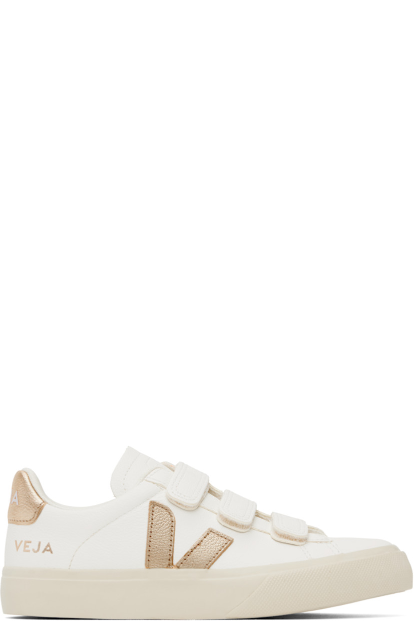 Low-top ChromeFree grained leather sneakers in white.

· Velcro straps at vamp
· Logo embossed at padded tongue
· Padded collar
· Logo appliqué at sides
· Logo stamp at outer side
· Logo printed at heel tab
· Recycled polyester jersey lining
· Treaded rubber sole

Supplier color: White/Platine