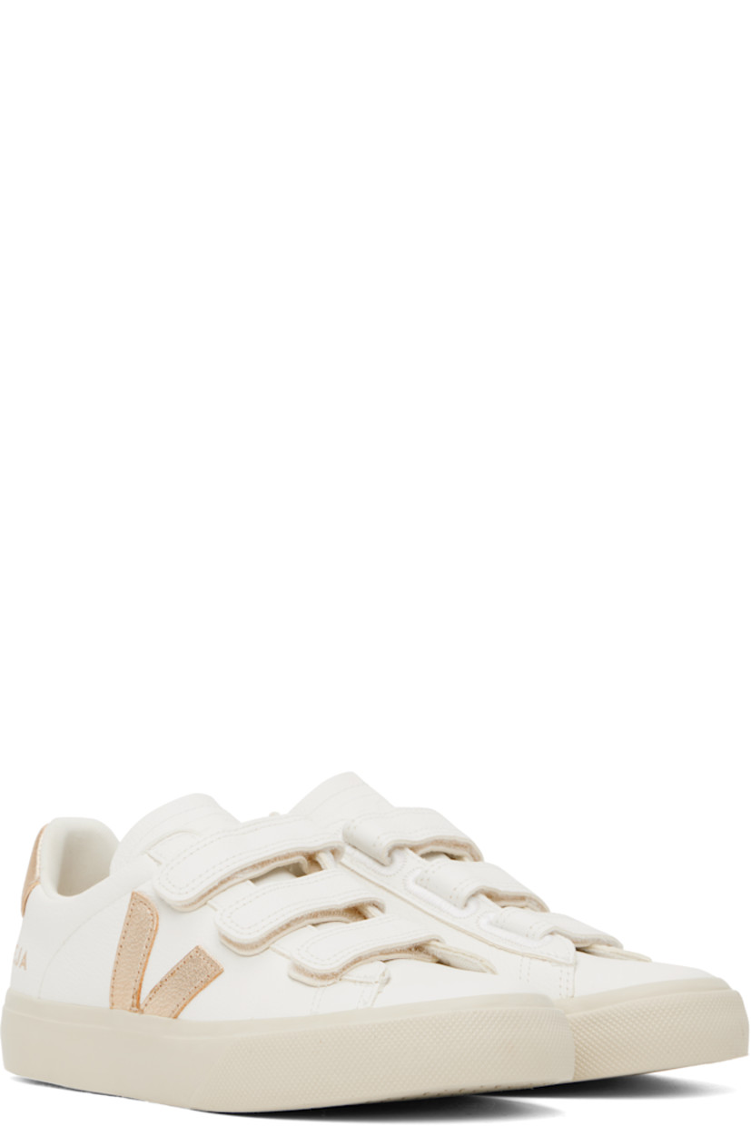 Low-top ChromeFree grained leather sneakers in white.

· Velcro straps at vamp
· Logo embossed at padded tongue
· Padded collar
· Logo appliqué at sides
· Logo stamp at outer side
· Logo printed at heel tab
· Recycled polyester jersey lining
· Treaded rubber sole

Supplier color: White/Platine