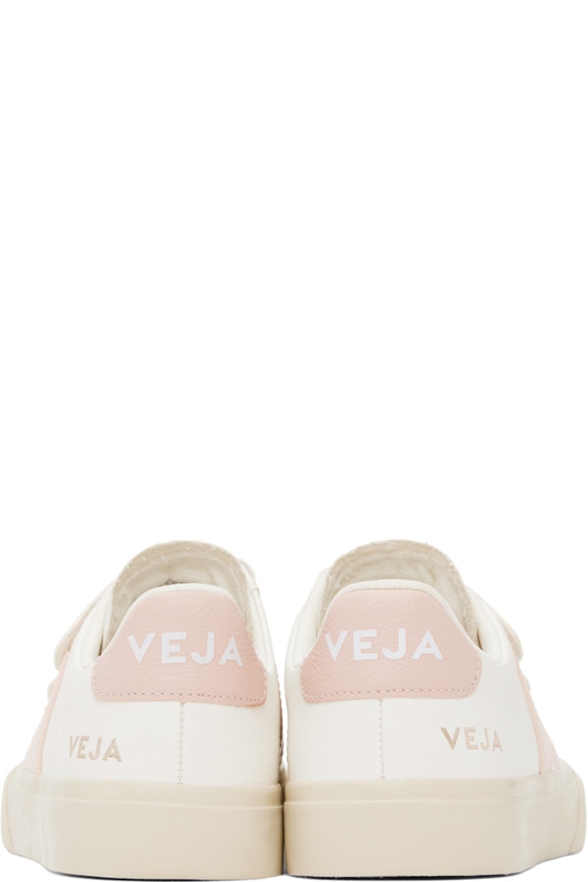 Low-top ChromeFree grained leather sneakers in white.

· Velcro straps at vamp
· Logo embossed at padded tongue
· Padded collar
· Rubberized logo appliqué at sides
· Logo stamp at outer side
· Logo printed at heel tab
· Recycled polyester jersey lining
· Treaded rubber sole

Supplier color: Extra-white/Petale
