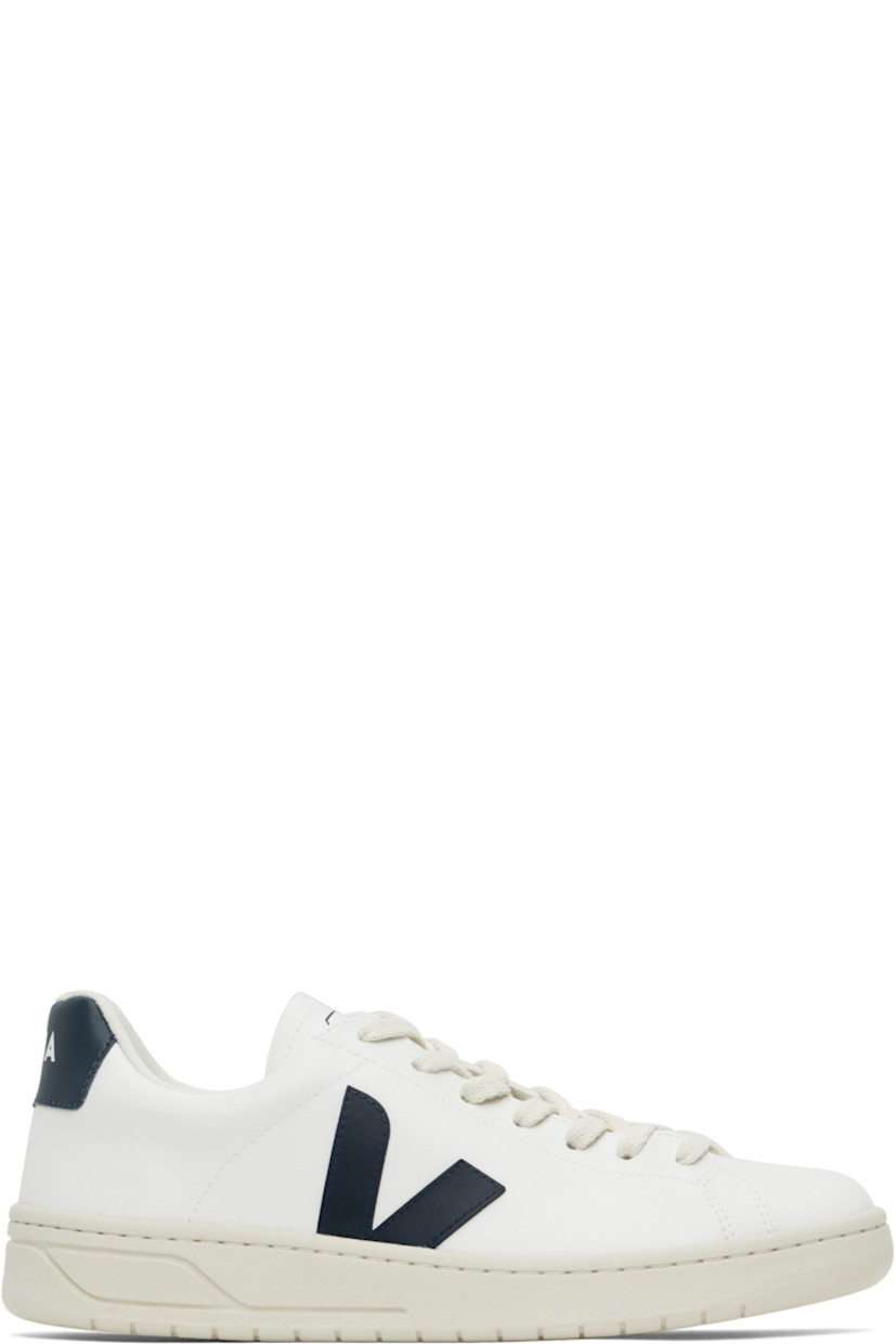 Low-top coated organic cotton faux-leather sneakers in white.

· Lace-up closure
· Logo printed at padded tongue
· Padded collar
· Rubberized logo appliqué at sides
· Logo printed at heel tab
· Recycled polyester jersey lining
· Treaded rubber sole

Supplier color: White/Nautico