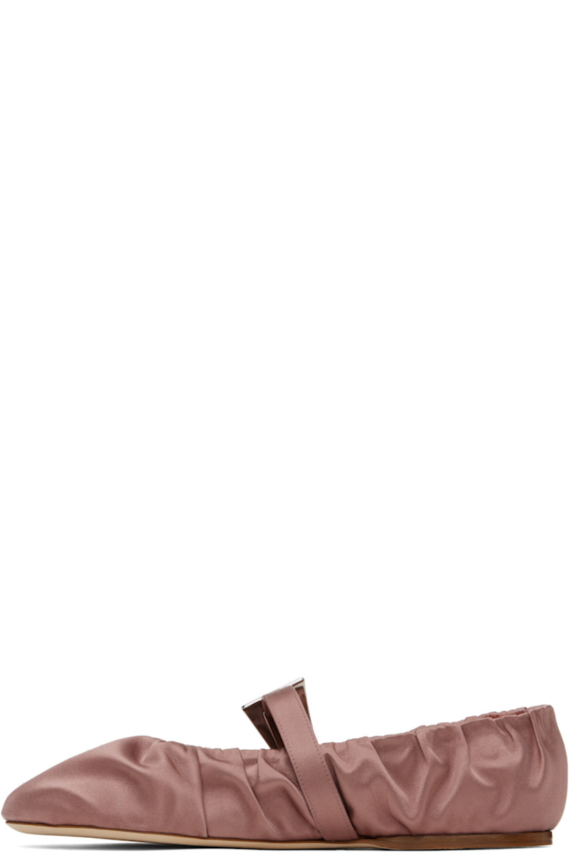 Satin Mary Jane-style ballerina flats in pink. 

· Gathering throughout
· Pin-buckle strap at vamp
· Logo stamp at padded footbed
· Suede and grained leather lining
· Nubuck sole with rubber injection

Supplier color: Dark phard