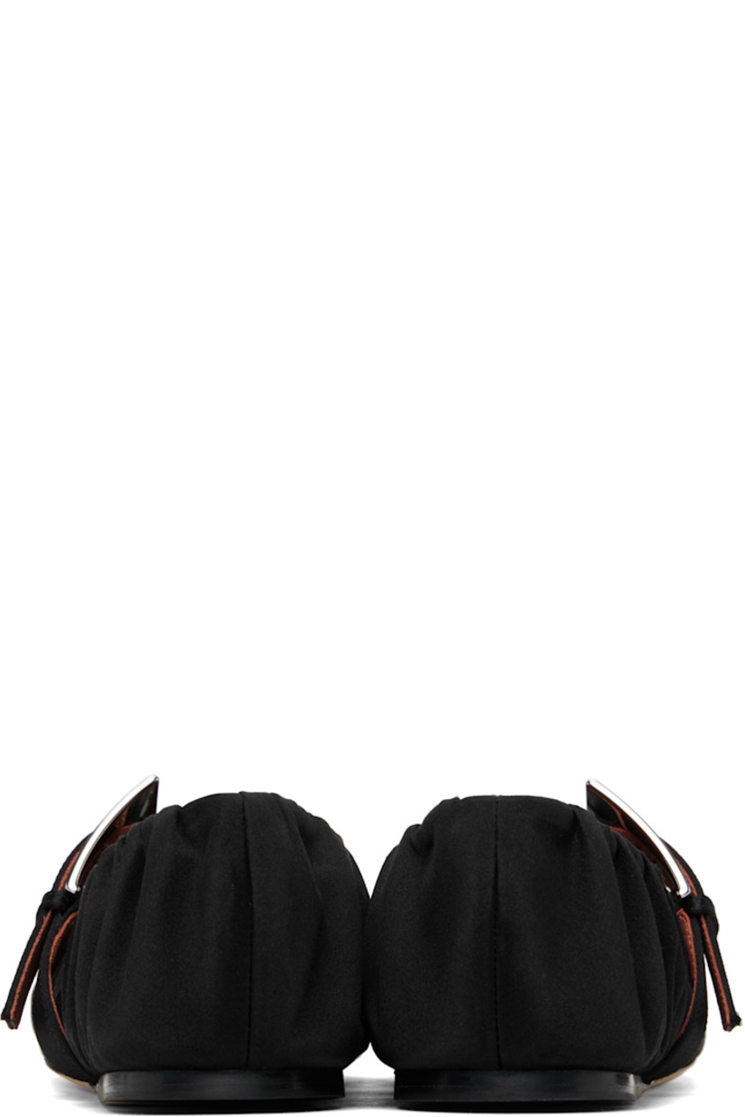 Satin Mary Jane-style ballerina flats in black. 

· Gathering throughout
· Pin-buckle strap at vamp
· Logo stamp at padded footbed
· Suede and grained leather lining
· Nubuck sole with rubber injection

Supplier color: Black
