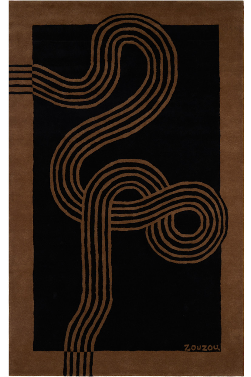 Hand-tufted New Zealand wool cut-pile rug in black and brown.

· Graphic and logo at face
· H240 x W150 cm

Available exclusively at SSENSE.

Supplier color: Black/Brown