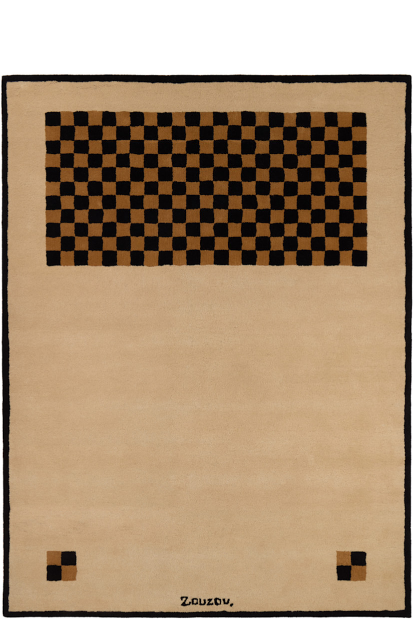 Hand-tufted New Zealand wool cut-pile rug in beige.

· Check pattern and logo at face
· H240 x W180 cm

Supplier color: Black/Cream/Brown