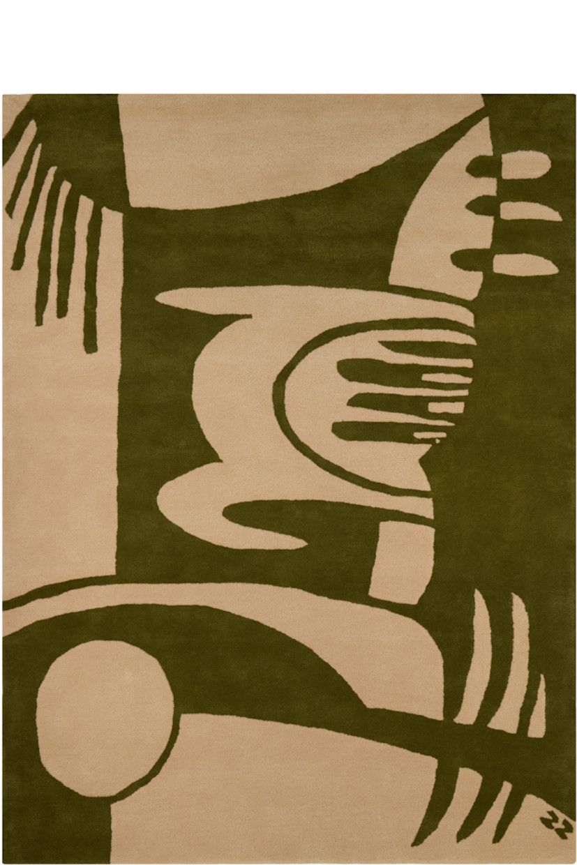 Hand-tufted New Zealand wool cut-pile rug in khaki and beige.

· Graphic at face
· H240 x W180 cm

Supplier color: Green/Cream