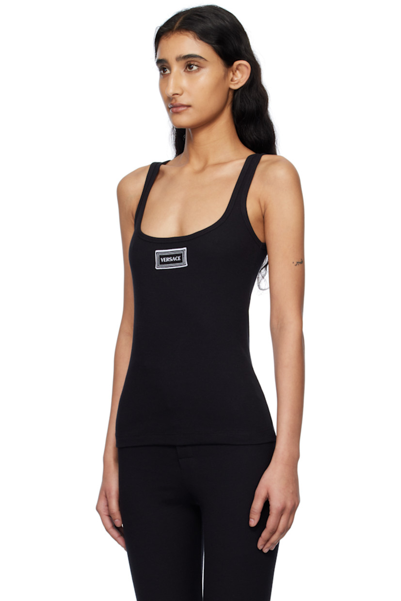 Stretch cotton ribbed jersey tank top.

· Square neck
· Embroidered logo patch at chest

Supplier color: Black