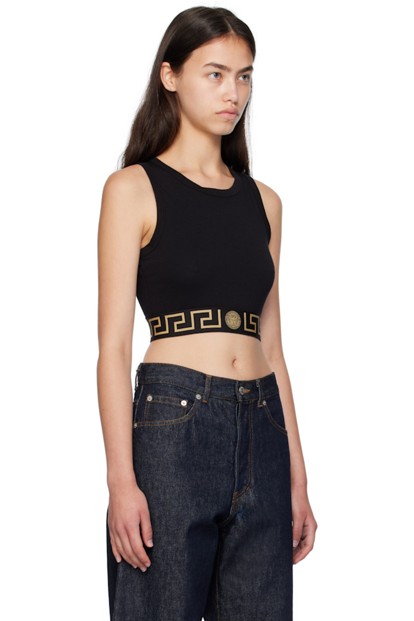 Stretch cotton jersey tank top. 

· Crewneck
· Jacquard logo at elasticized hem 

Supplier color: Black
