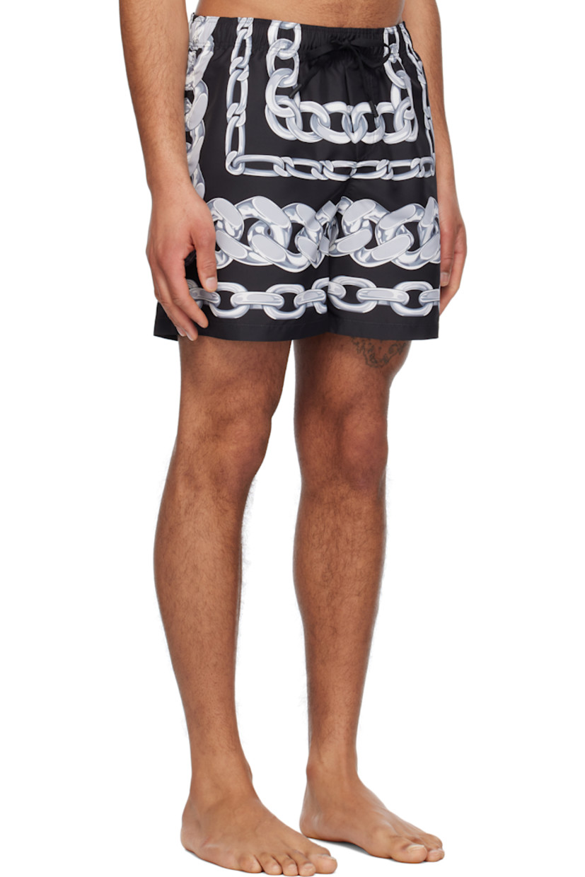 Polyester taffeta swim shorts. Graphic pattern printed throughout.

· Drawstring at elasticized waistband
· Three-pocket styling
· Mock fly
· Integrated brief-style mesh lining

Supplier color: Print