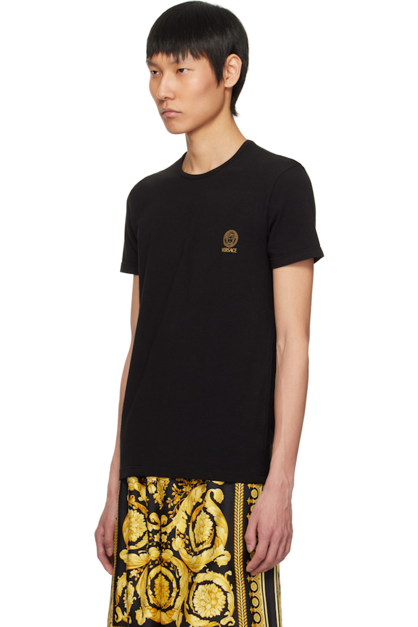 Pack of two stretch cotton jersey T-shirts.

· Rib-knit crewneck
· Logo printed at chest

Supplier color: Black