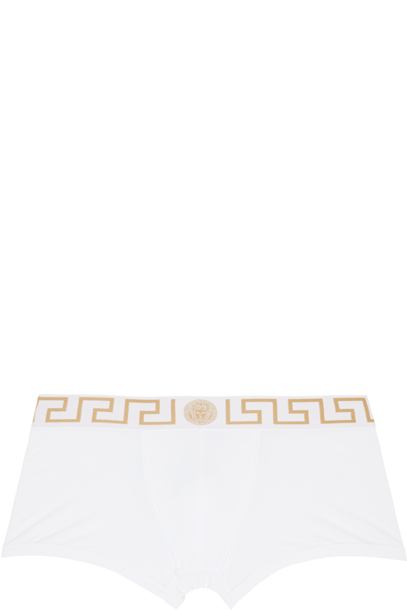 Pack of three stretch cotton jersey boxer briefs.

· Low-rise
· Jacquard Medusa and Greek key pattern at elasticized waistband

Supplier color: Black/White/Gray