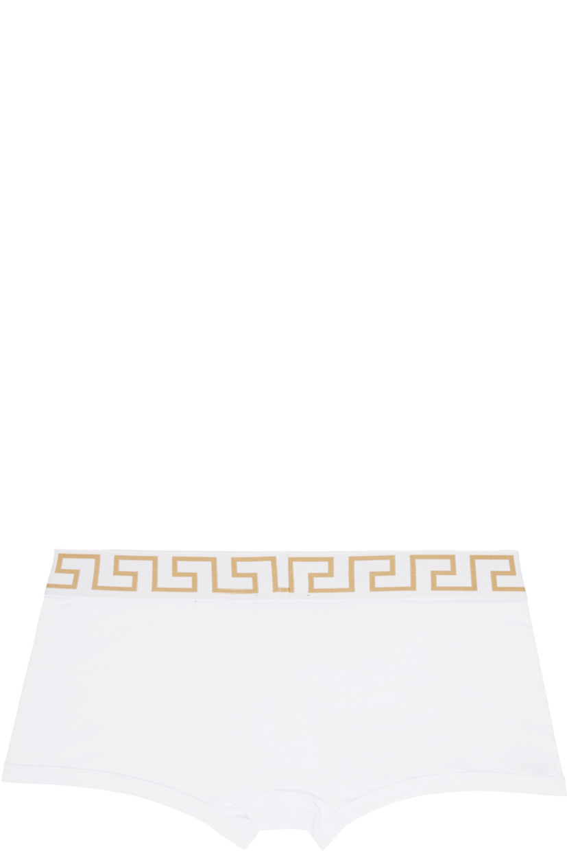 Pack of three stretch cotton jersey boxer briefs.

· Low-rise
· Jacquard Medusa and Greek key pattern at elasticized waistband

Supplier color: Black/White/Gray