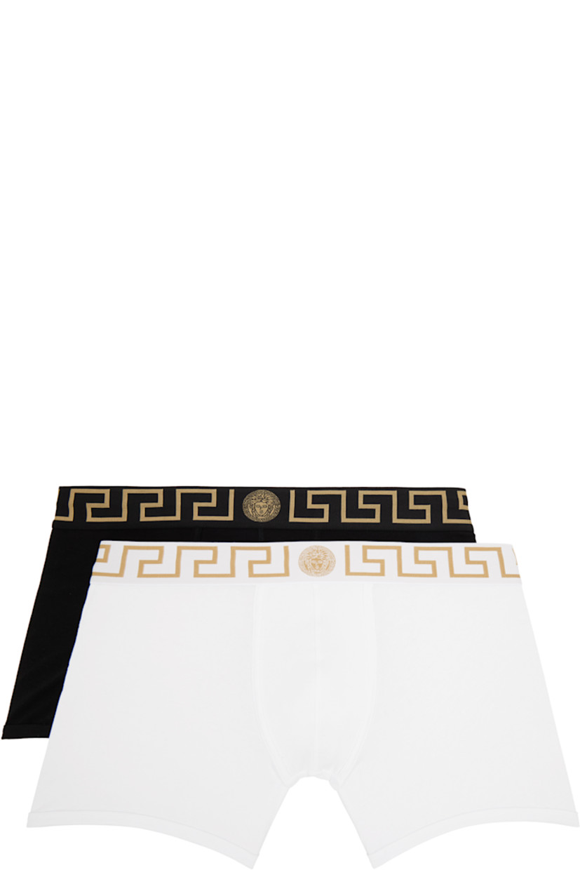 Pack of two stretch cotton jersey boxer briefs.

· Low-rise
· Jacquard logo graphic pattern at elasticized waistband

Supplier color: Black/White