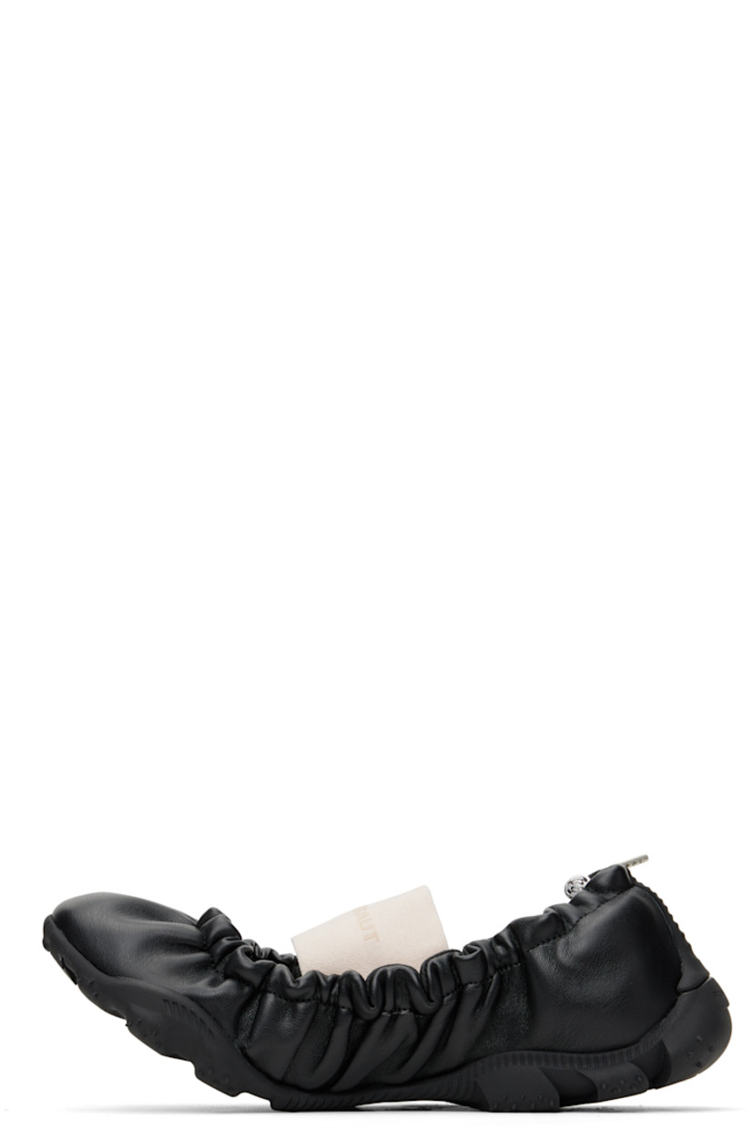 Handcrafted grained faux-leather Mary Jane-style ballerina flats in black.

· Logo-woven elasticized strap at vamp
· Bungee-style drawstring at collar
· Logo embossed at heel 
· Grained faux-leather lining
· Treaded recycled rubber sole

Supplier color: Black
