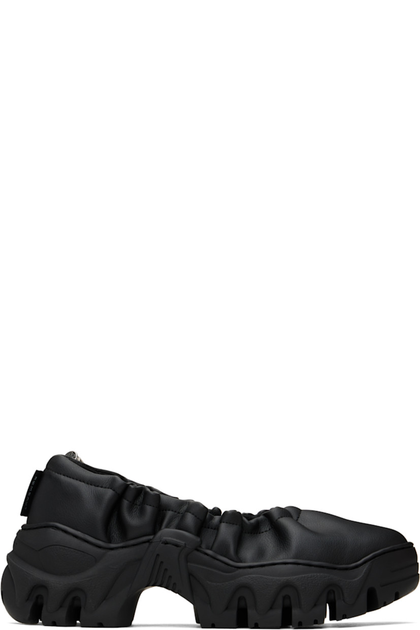 Handcrafted grained faux-leather ballerina flats in black.

· Bureau Veritas-certified 
· Bungee-style drawstring and gathering at collar
· Logo flag at heel counter
· Logo embossed at heel 
· Mesh lining
· Treaded rubber platform sole
· Platform: H2"

Supplier color: Black beyond leather