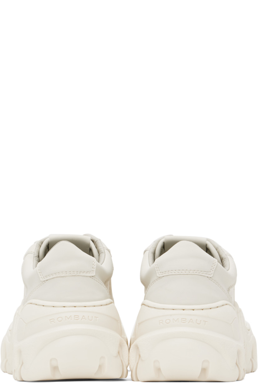Handcrafted low-top buffed faux-leather and plain-woven sneakers in white.

· Bureau Veritas- and GRS-certified 
· Jacquard logo pattern throughout 
· Logo embossed at vamp
· Lace-up closure
· Logo flag at padded tongue
· Padded collar
· Rubberized logo patch at outer side
· Vents at outer side
· Logo embossed at heel
· Grained faux-leather lining
· Treaded rubber platform sole
· Platform: H2"

Supplier color: White monogram