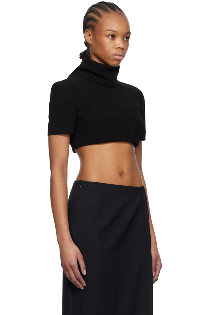 Polyester crêpe top.

· Turtleneck
· Cropped hem
· Dart at armscyes
· Zip closure at back

Supplier color: Black