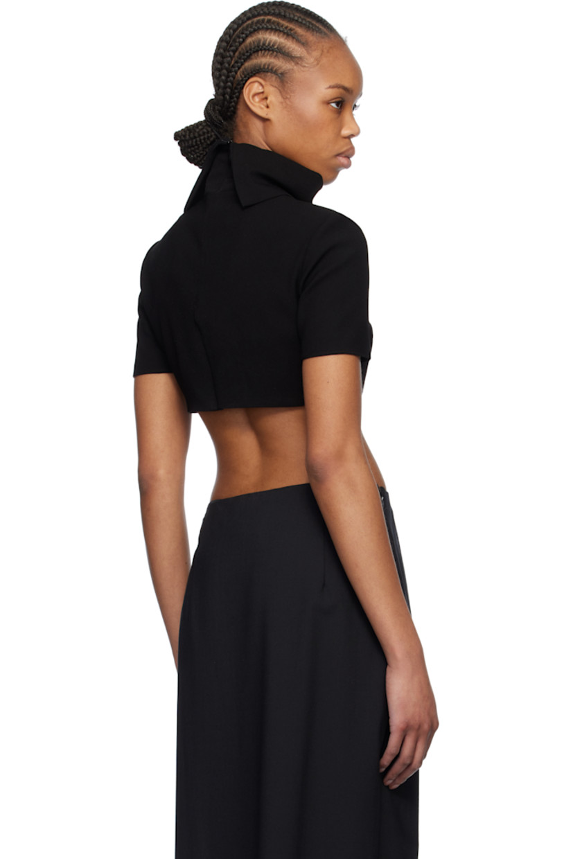 Polyester crêpe top.

· Turtleneck
· Cropped hem
· Dart at armscyes
· Zip closure at back

Supplier color: Black