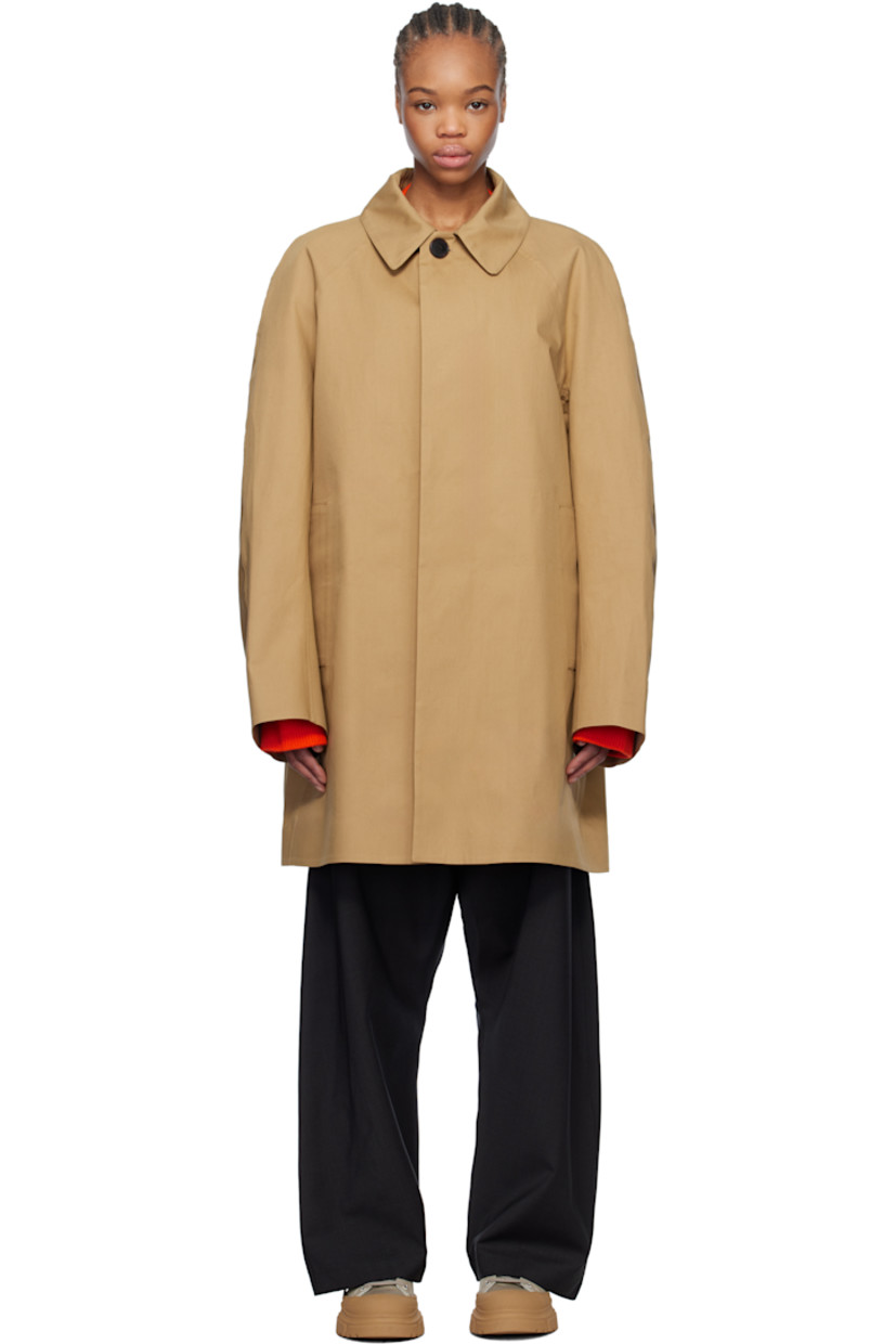 Stretch cotton canvas coat. 

· Spread collar
· Concealed button closure
· Welt pockets
· Raglan sleeves

Supplier color: Cord