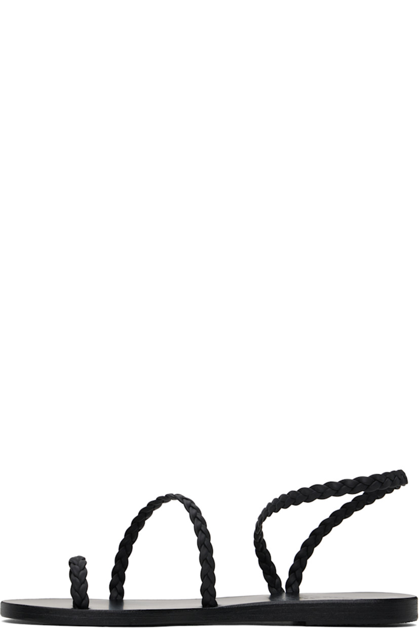 Handcrafted braided leather flat sandals in black.

· Fixed toe strap
· Fixed ankle strap
· Logo embossed at leather footbed
· Textured rubber heel
· Leather sole

Supplier color: Black