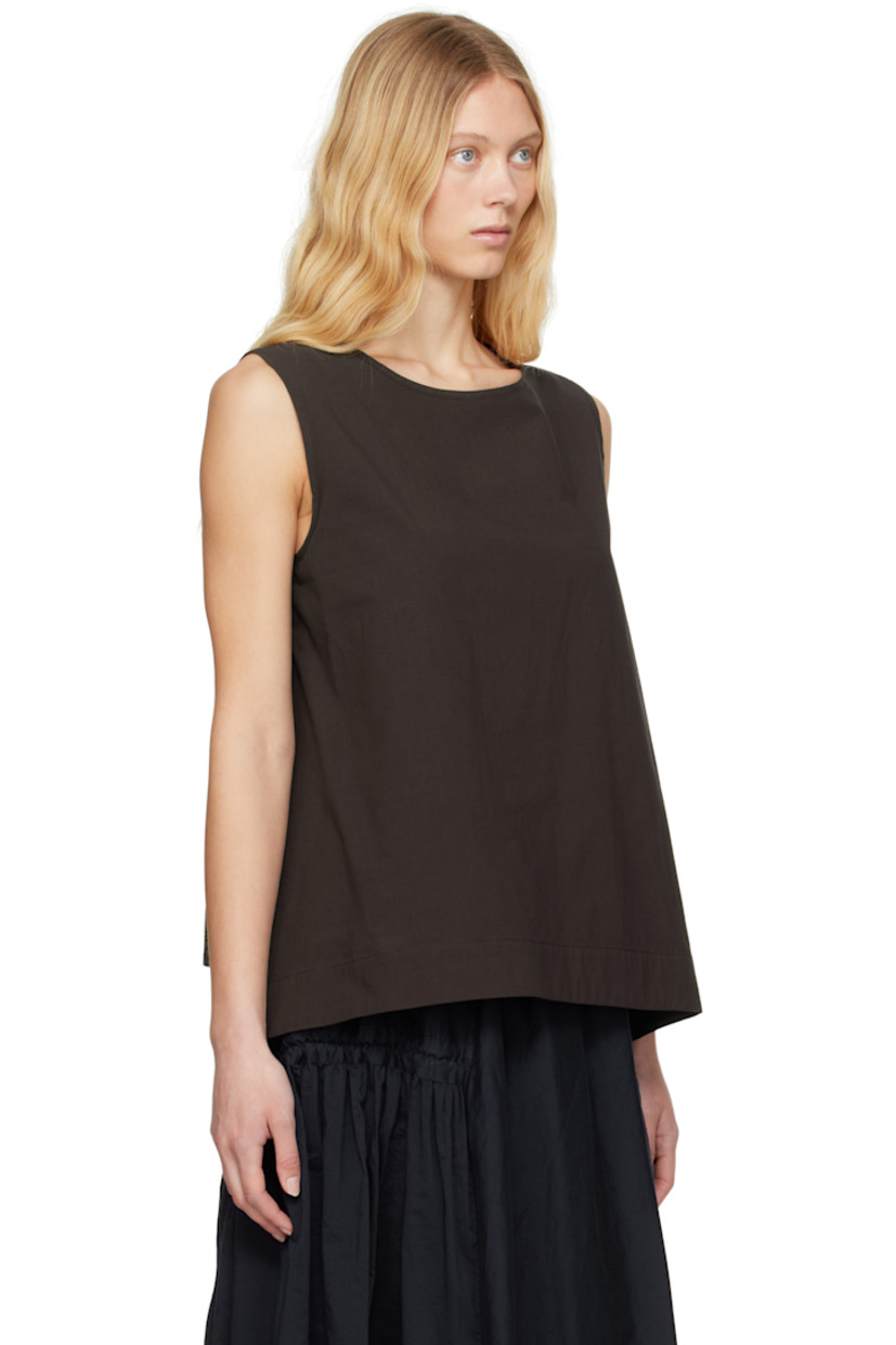 Lightweight cotton ripstop tank top.

· Boat neck
· Vented side seams

Supplier color: Coffee