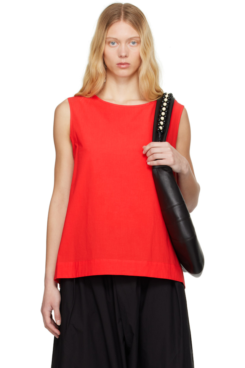 Lightweight cotton ripstop tank top.

· Boat neck
· Vented side seams

Supplier color: Jam