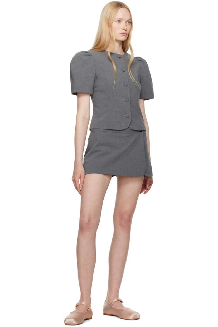 Lightweight stretch polyester- and rayon-blend twill skort. 

· Wrap construction
· Low-rise
· Button fastening at waistband
· Single-pocket styling
· Concealed zip fly
· Darts at back 
· Logo-woven viscose twill lining

Supplier color: Grey
