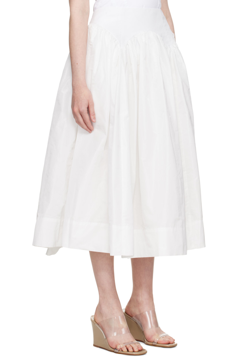 Polyester taffeta midi skirt. Gathering throughout.

· Flared hem
· Concealed zip closure at back
· Full logo-woven satin lining

Supplier color: White