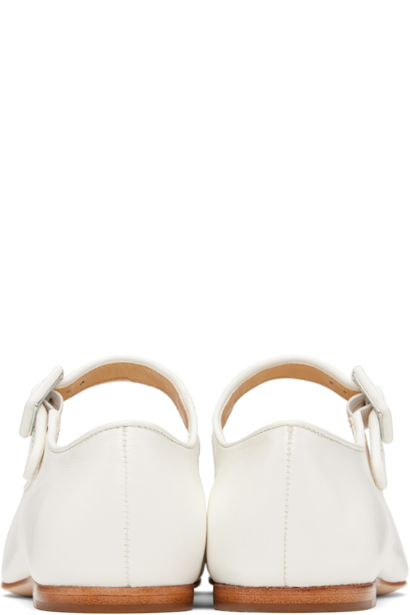 Polished nappa leather Mary Jane-style ballerina flats in white. 

· Square toe
· Partially elasticized pin-buckle strap at vamp
· Stacked leather heel with rubber injection
· Nubuck sole

Supplier color: Optic white nappa