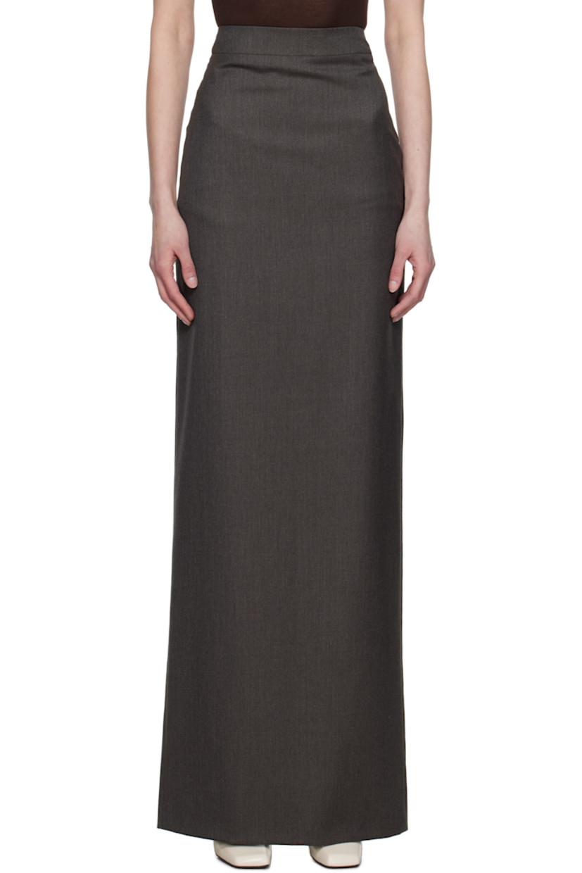 Wool cavalry twill maxi skirt.

· Darts and concealed zip closure at back 
· Slit at back hem
· Full cotton lawn cloth lining

Supplier color: Grey wool