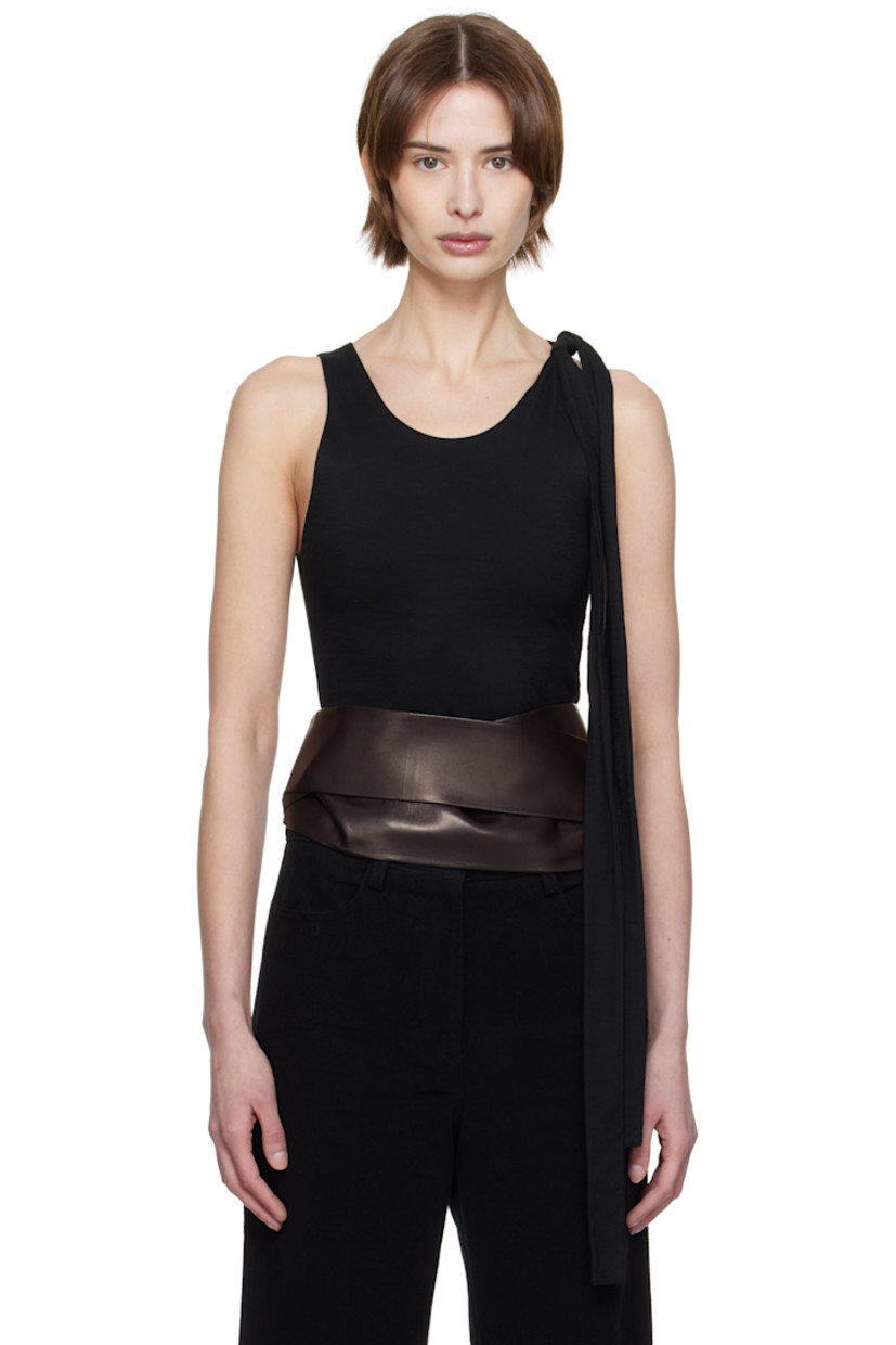 Double-faced cotton jersey tank top.

· Scoop neck
· Knot with extended trim at shoulder 

Supplier color: Black