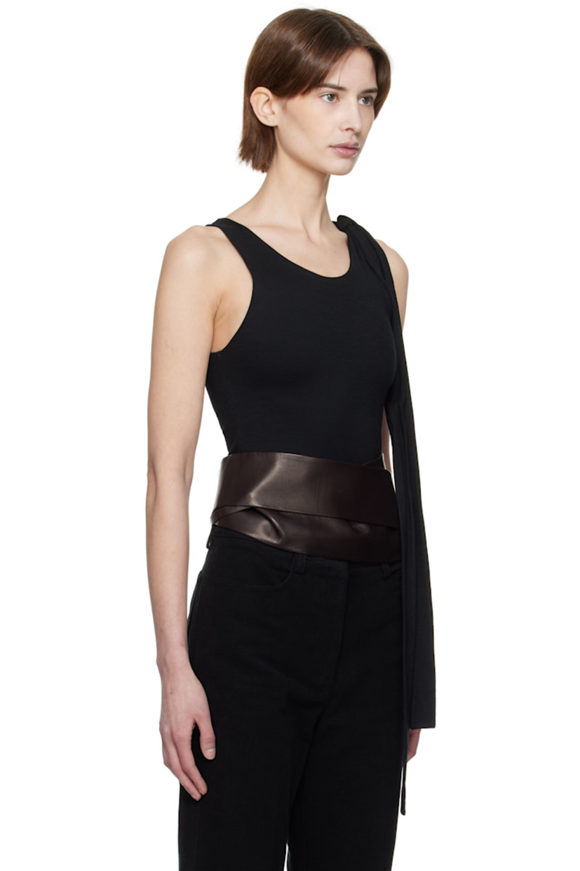 Double-faced cotton jersey tank top.

· Scoop neck
· Knot with extended trim at shoulder 

Supplier color: Black