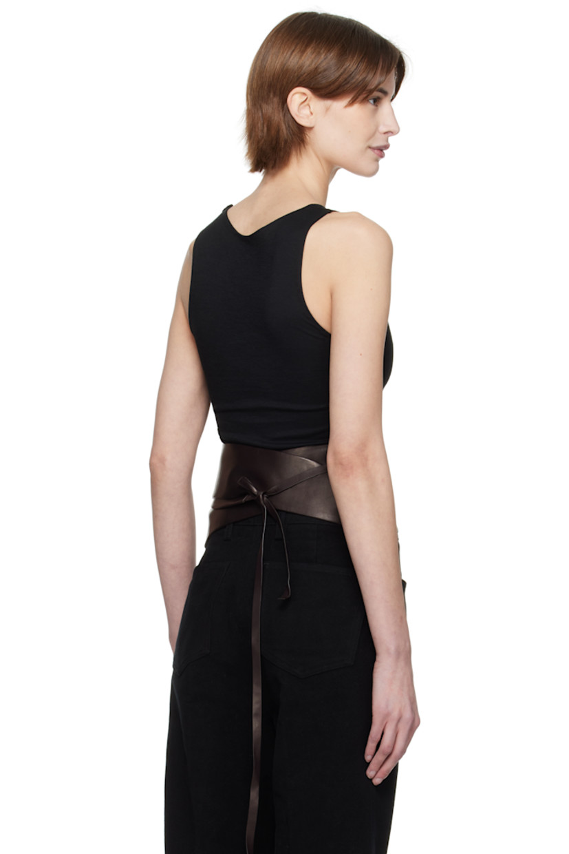 Double-faced cotton jersey tank top.

· Scoop neck
· Knot with extended trim at shoulder 

Supplier color: Black