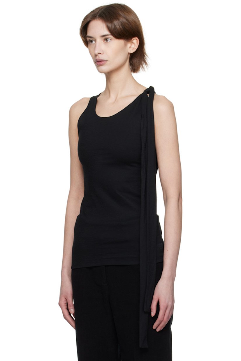 Double-faced cotton jersey tank top.

· Scoop neck
· Knot with extended trim at shoulder 

Supplier color: Black