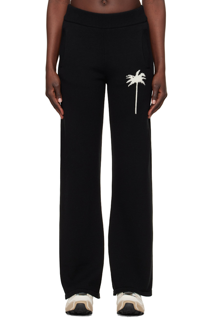 Straight-leg knit cotton- and merino wool-blend lounge pants.

· Rib-knit waistband and cuffs
· Two-pocket styling
· Intarsia logo graphic at front

Supplier color: Black/Off white