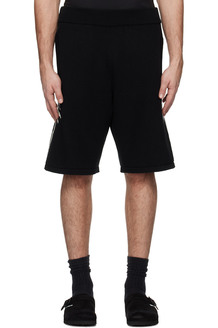 Knit cotton- and extrafine merino wool-blend shorts. Rib-knit trim throughout. 

· Elasticized waistband
· Two-pocket styling
· Jacquard graphic at outseams 

Supplier color: Black/Off white