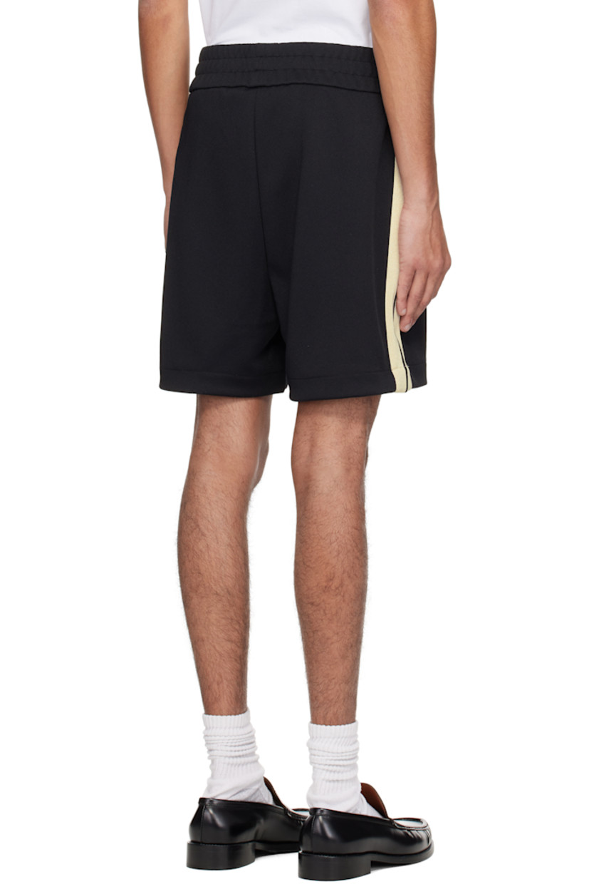 Polyester jersey shorts. 

· Elasticized waistband
· Two-pocket styling
· Pinched seam at legs
· Embroidered logo at leg
· Striped trim at outseams 

Supplier color: Black/Off white