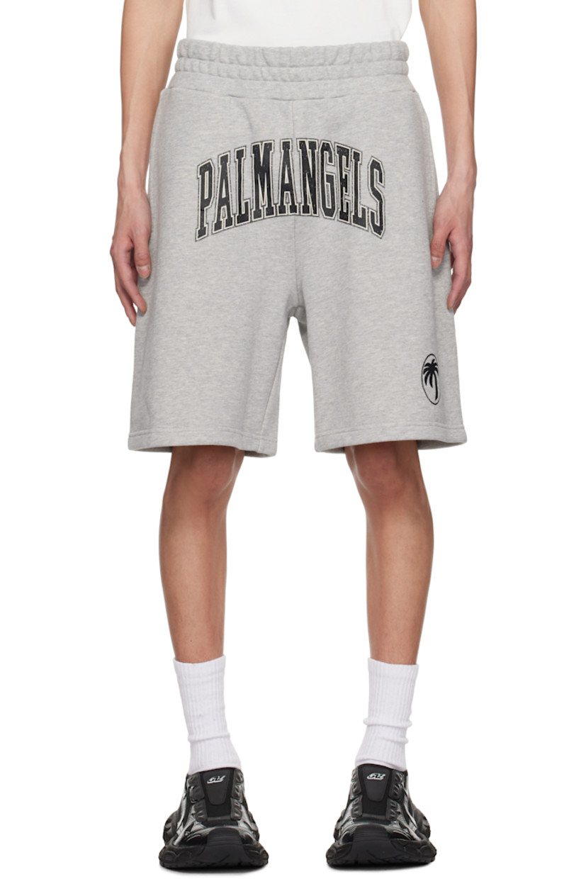 French terry shorts.

· Elasticized waistband
· Two-pocket styling
· Logo and graphic bonded at front 

Supplier color: Grey melange