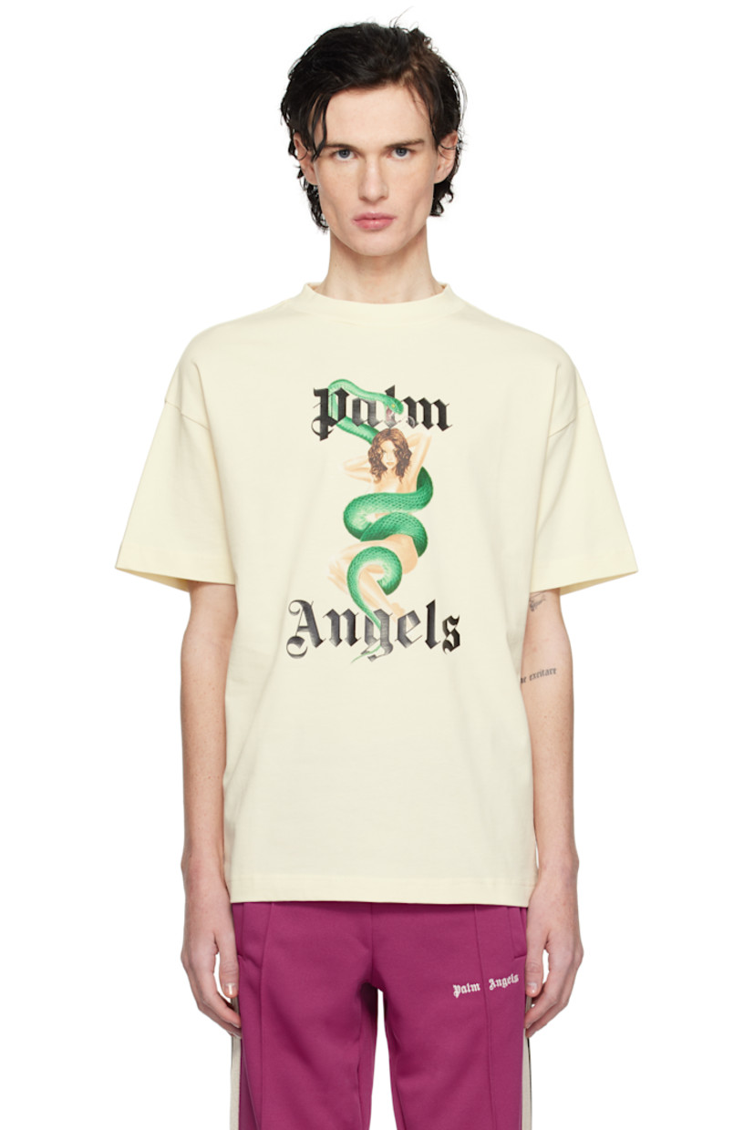 Cotton jersey T-shirt.

· Rib-knit crewneck
· Logo graphic printed at front 
· Logo flag at side seam
· Dropped shoulders

Supplier color: Ivory