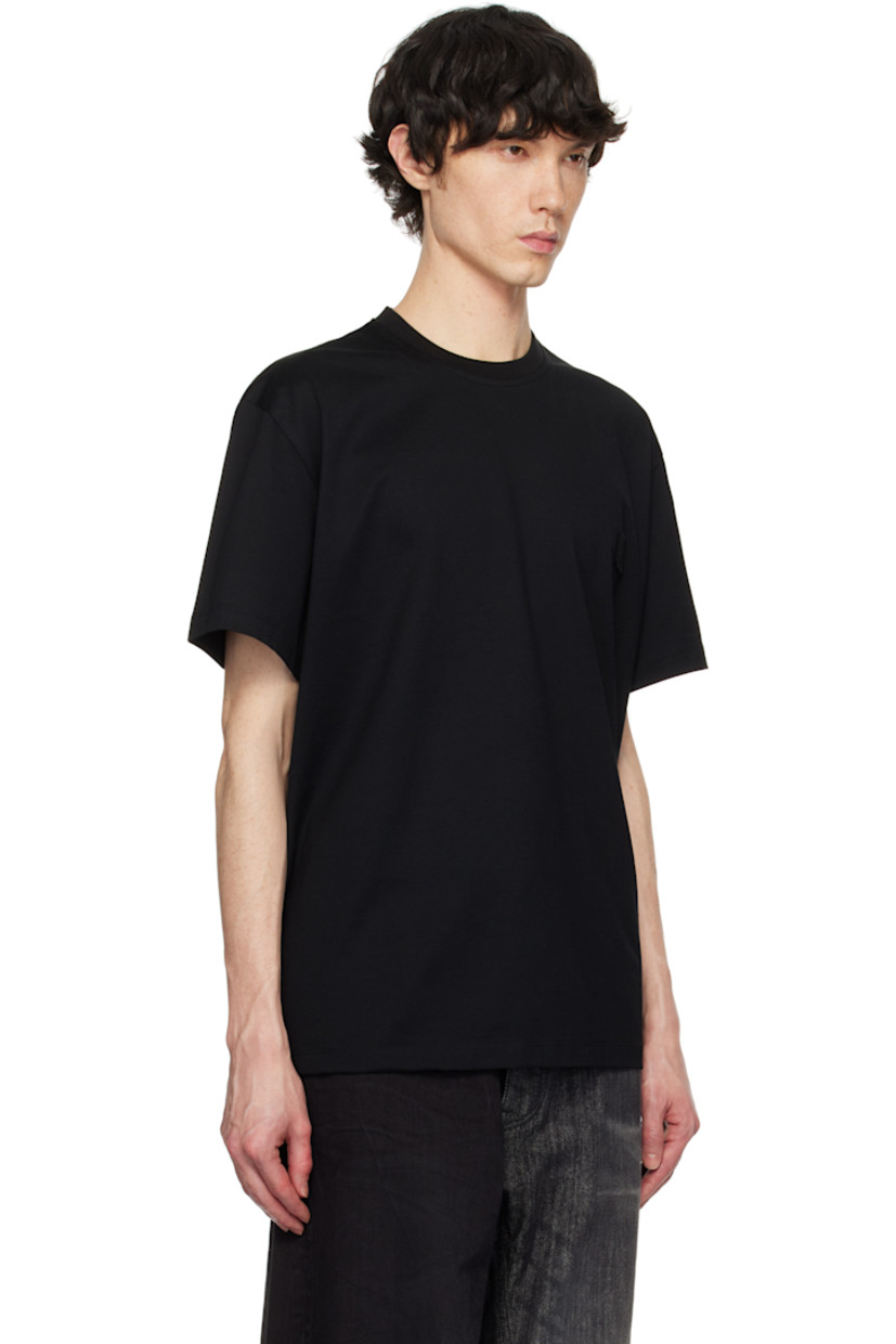 Cotton jersey T-shirt.

· Rib-knit crewneck
· Logo patch at chest
· Vented side seams
· Logo hardware at back collar
· Iridescent logo bonded at back

Supplier color: Black