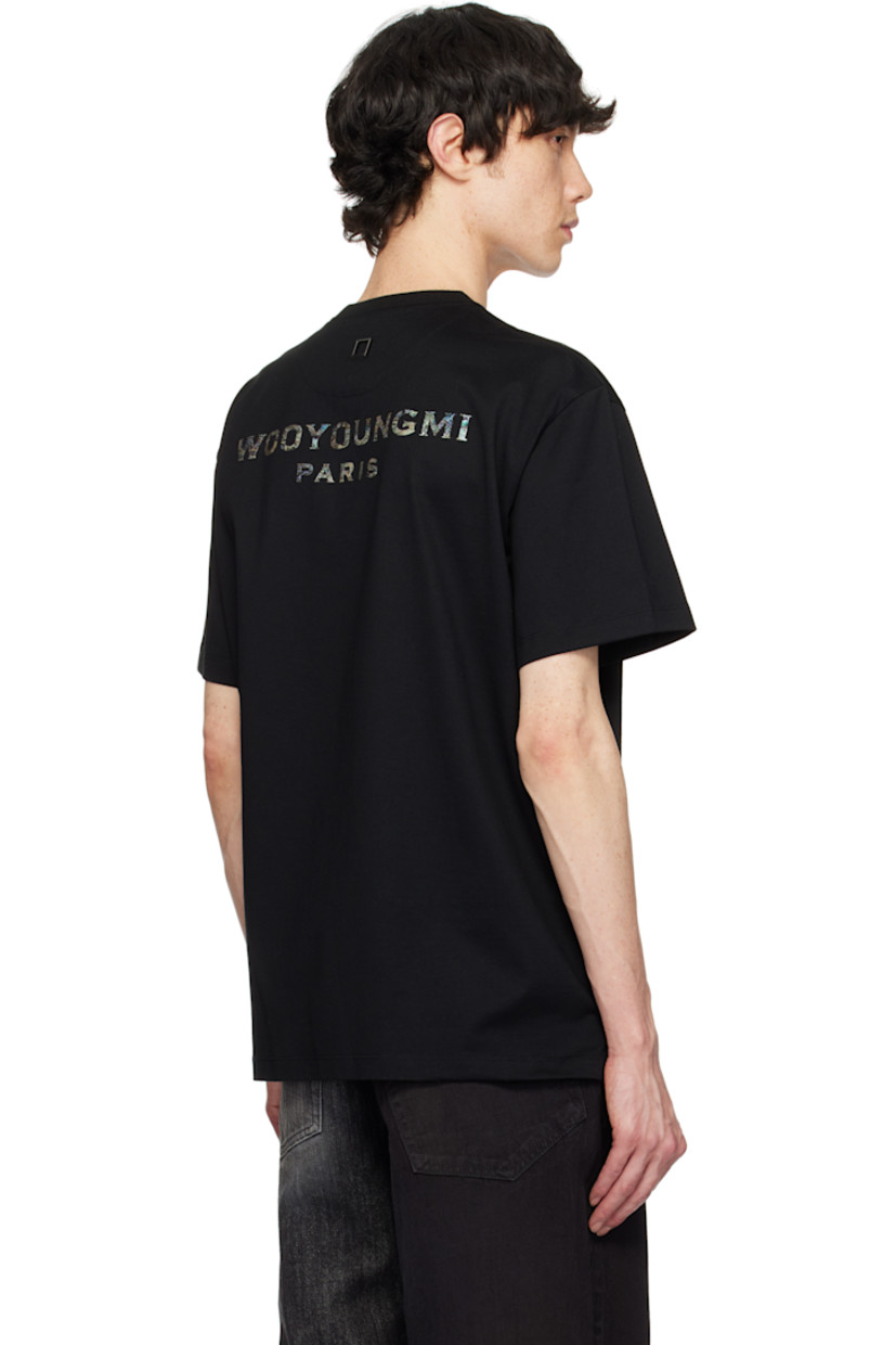Cotton jersey T-shirt.

· Rib-knit crewneck
· Logo patch at chest
· Vented side seams
· Logo hardware at back collar
· Iridescent logo bonded at back

Supplier color: Black