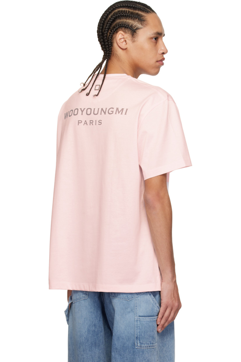 Cotton jersey T-shirt.

· Rib-knit crewneck
· Embroidered logo patch at chest
· Vented side seams
· Logo hardware at back collar
· Logo printed at back

Supplier color: Pink