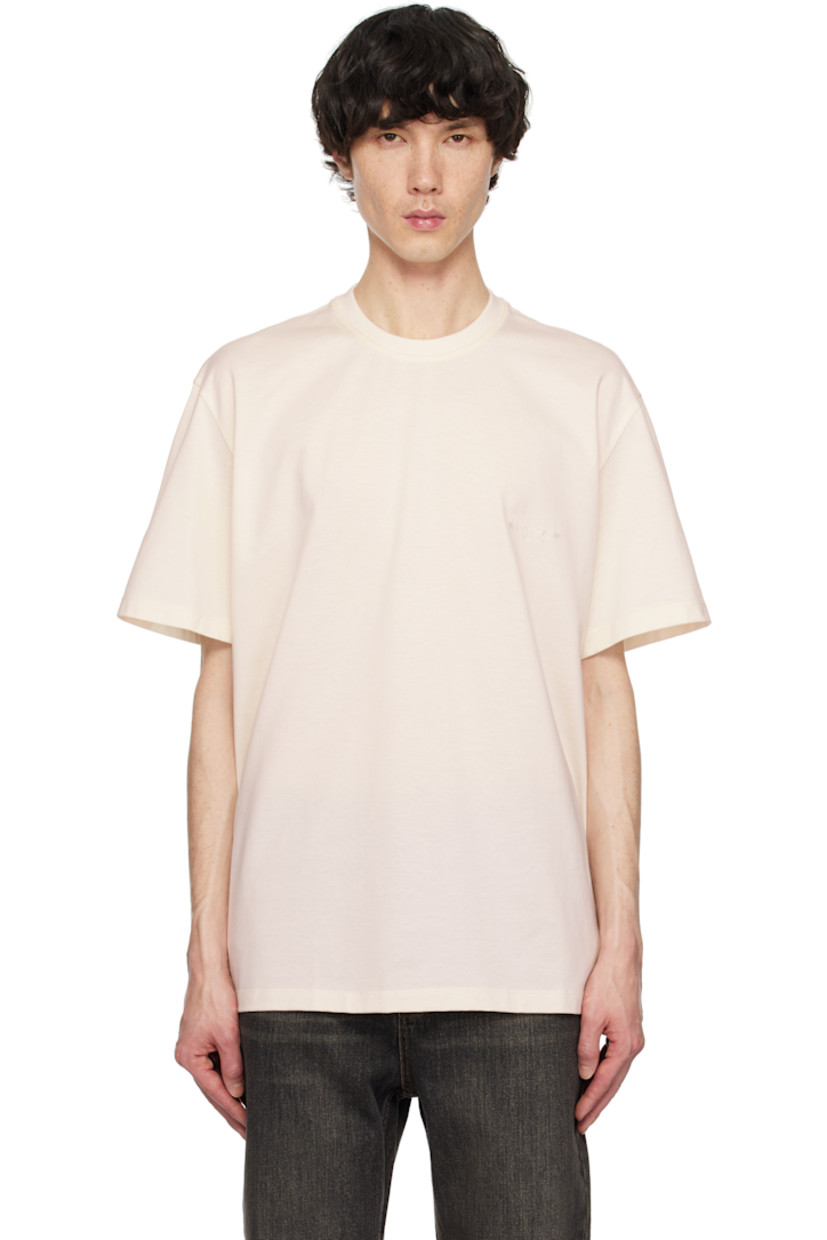 Cotton jersey T-shirt.

· Rib-knit crewneck
· Logo embroidered at chest and back collar
· Vented side seams

Supplier color: Ivory